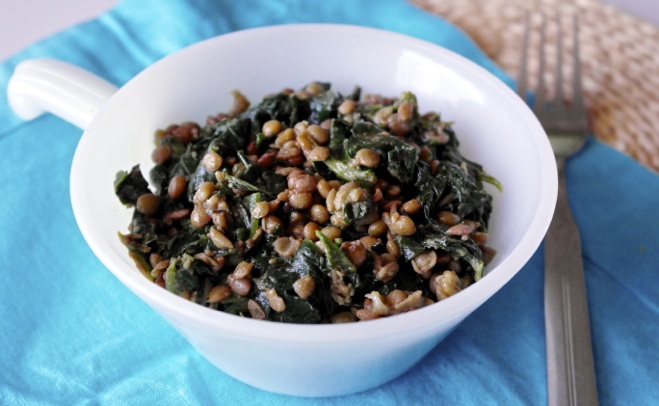 spinach-wilted-with-lentils-snack