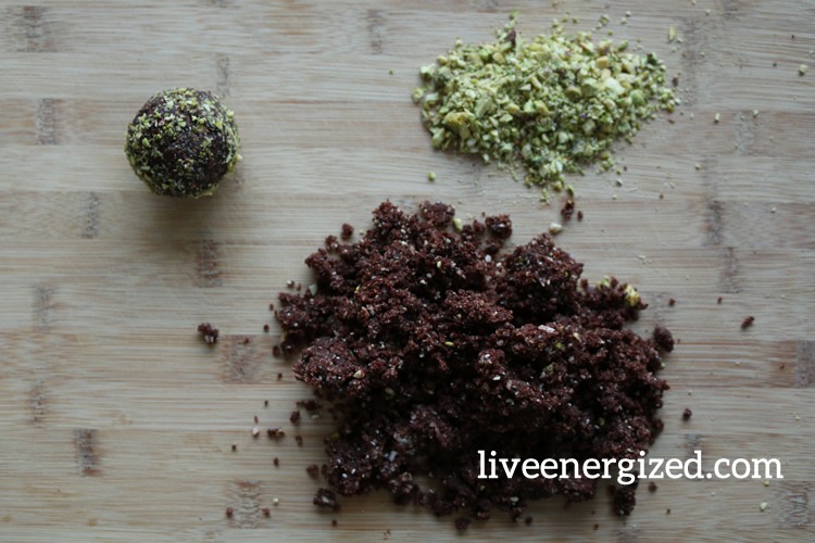 three stages of the cacao bliss balls