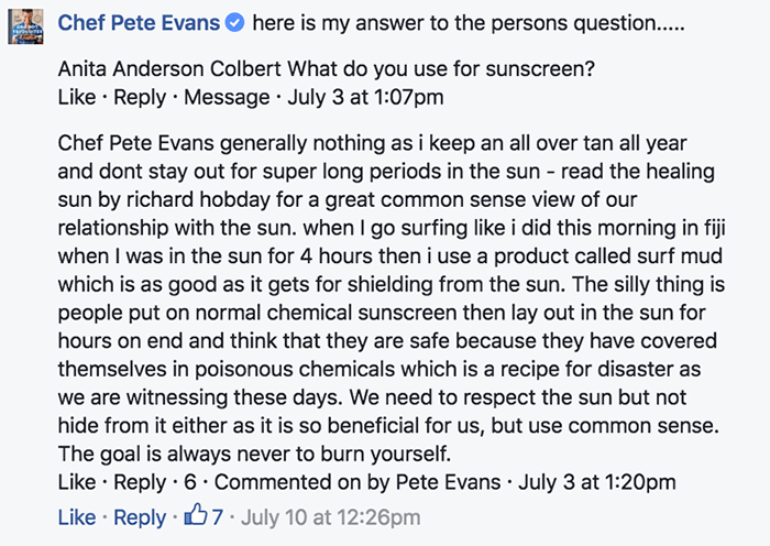 pete's answer on sunscreen