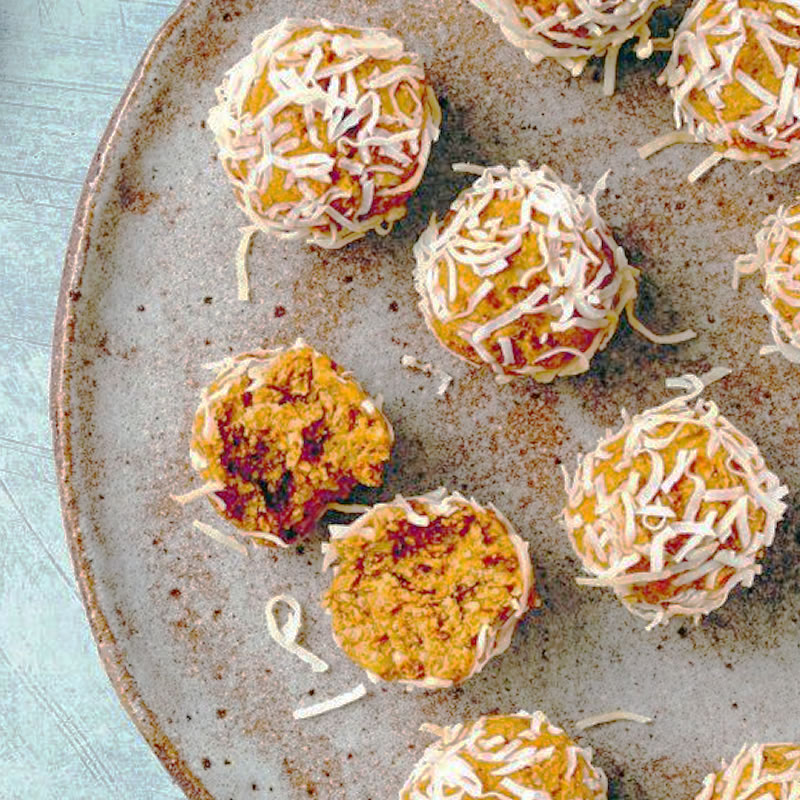 Carrot Cake Bliss Balls - Close Up Bite