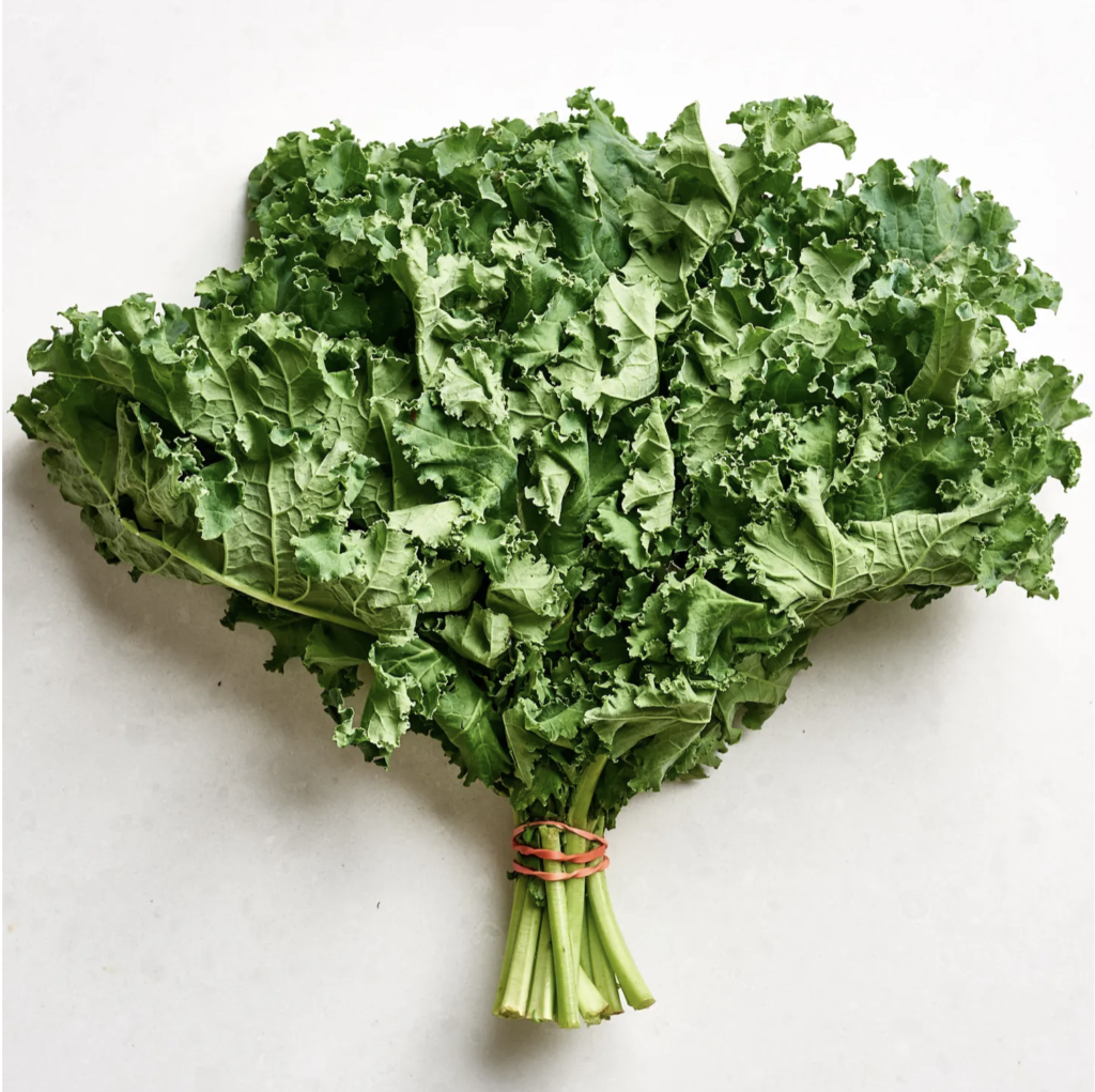 curly kale on table