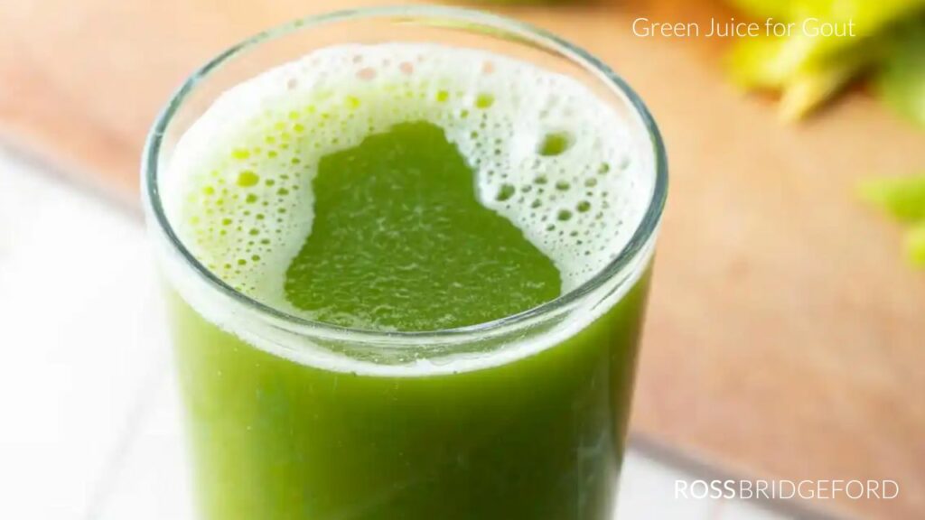 close up green juice remedy for gout